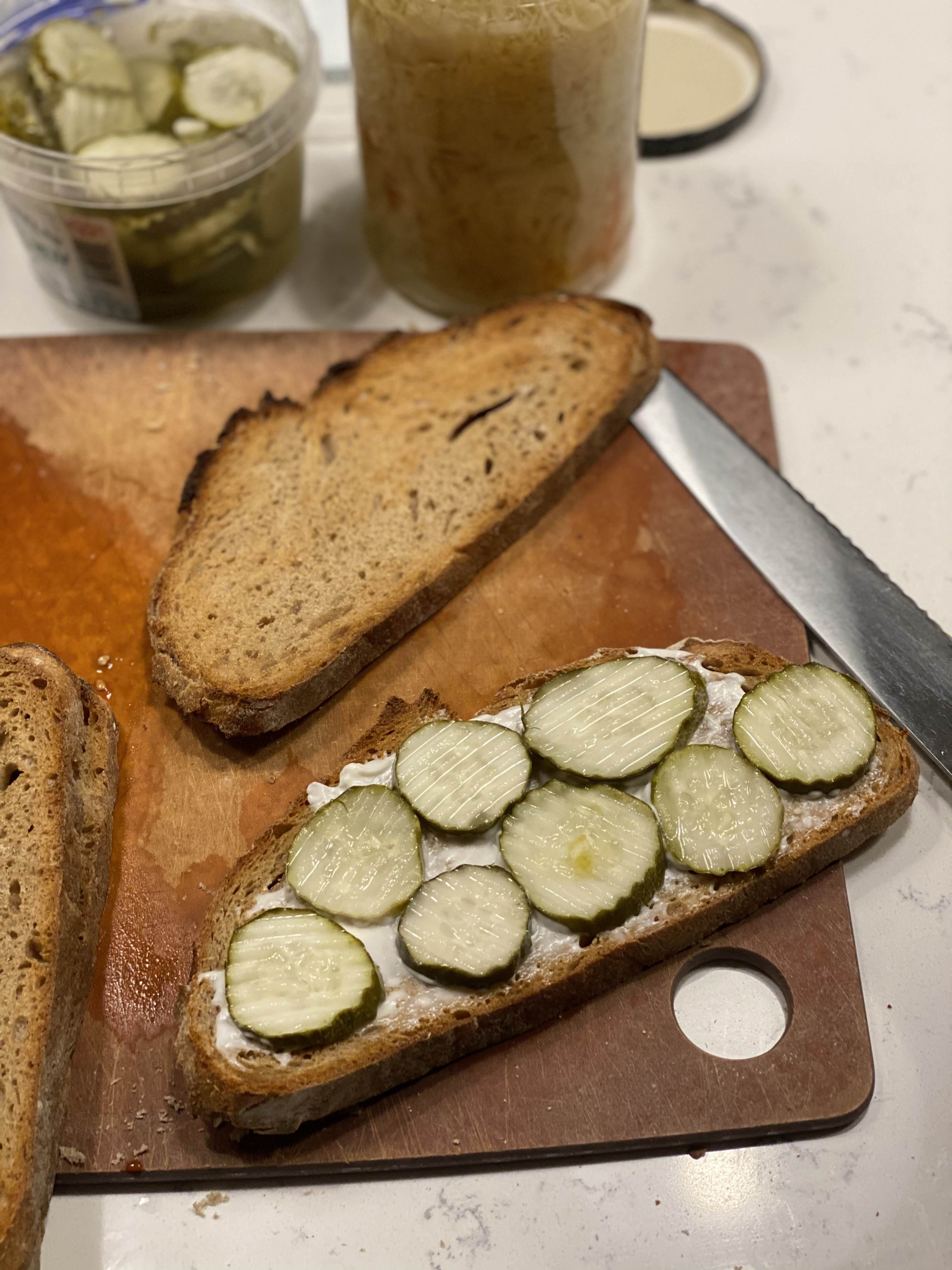 tempeh reuben in progress