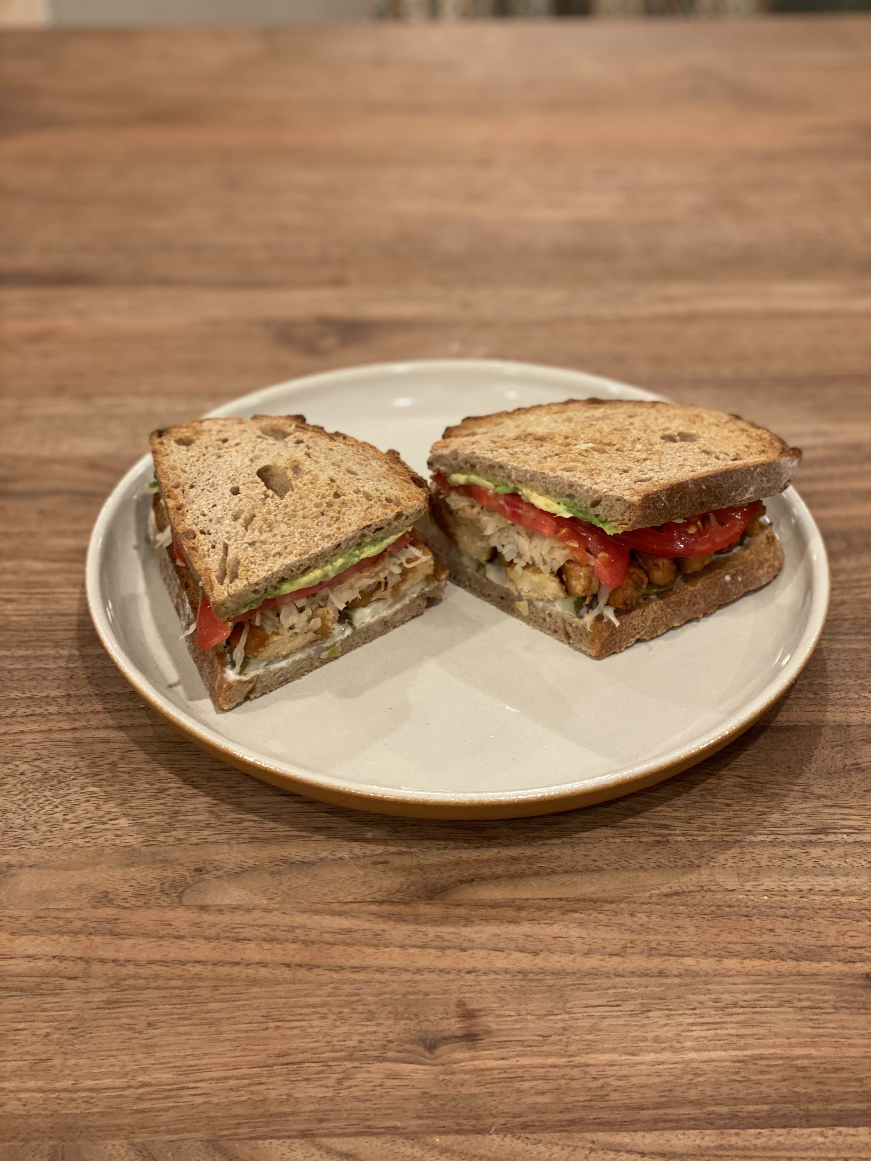 tempeh reuben in progress