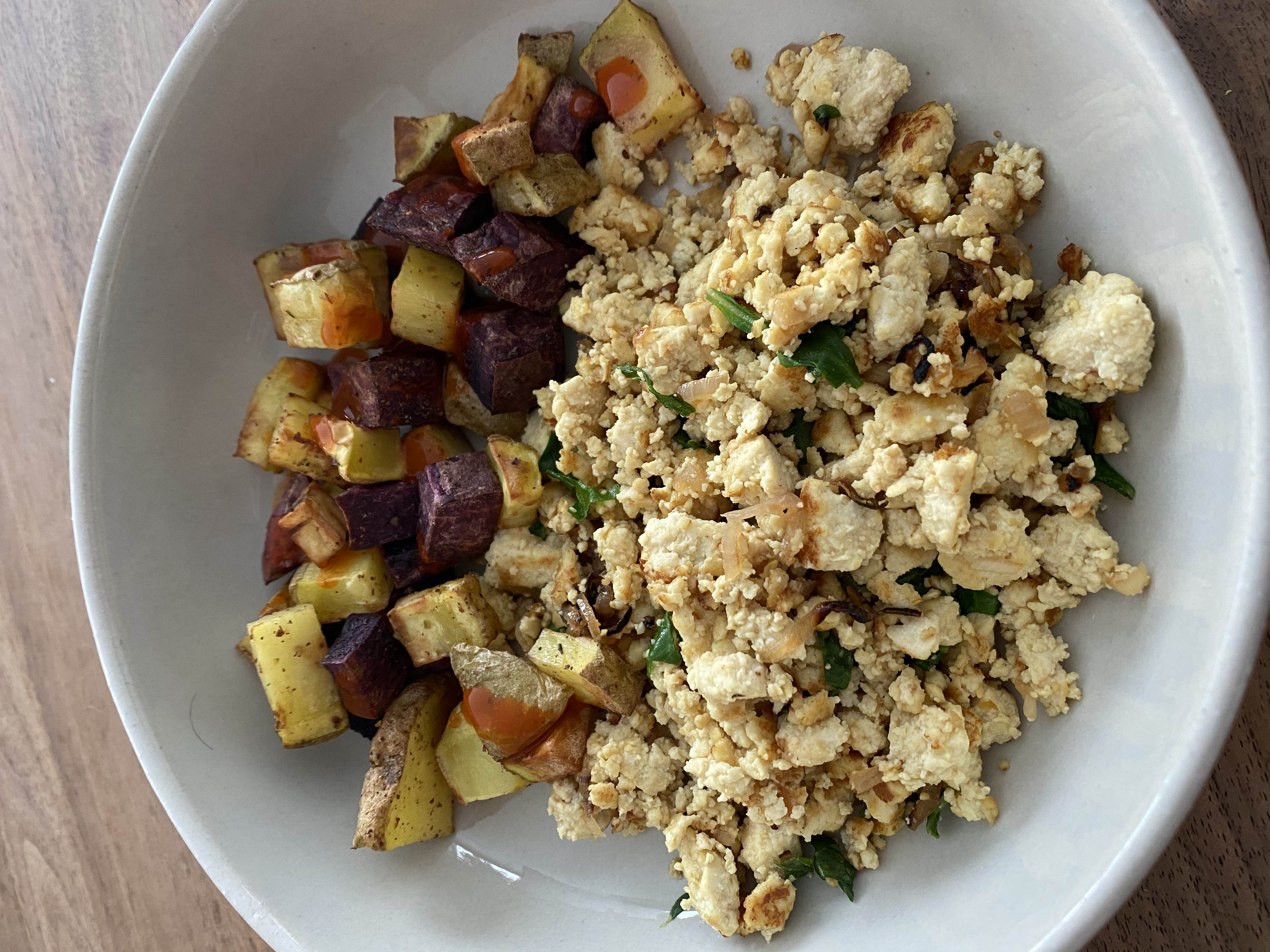 close up of tofu scramble