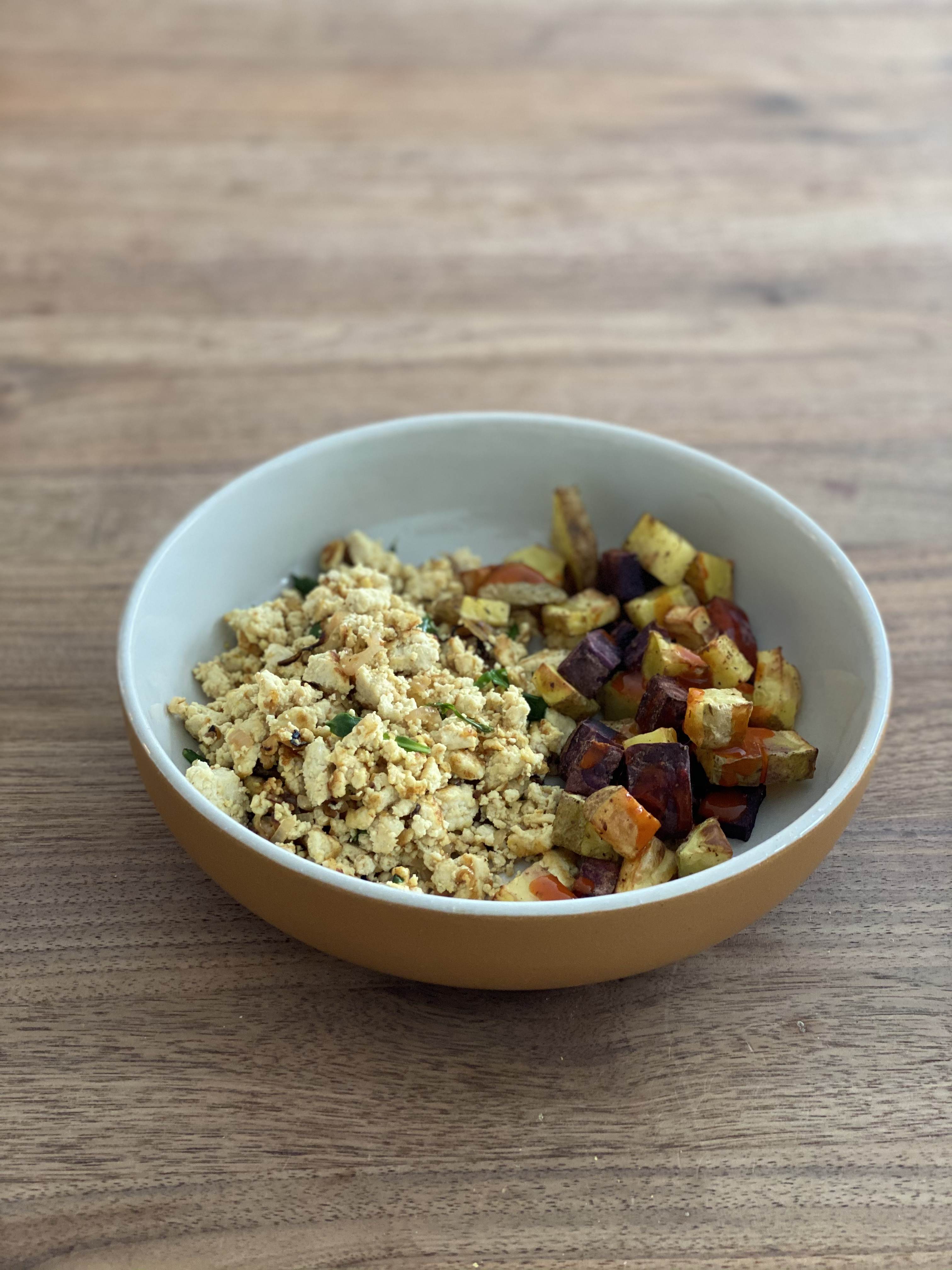 close up of tofu scramble